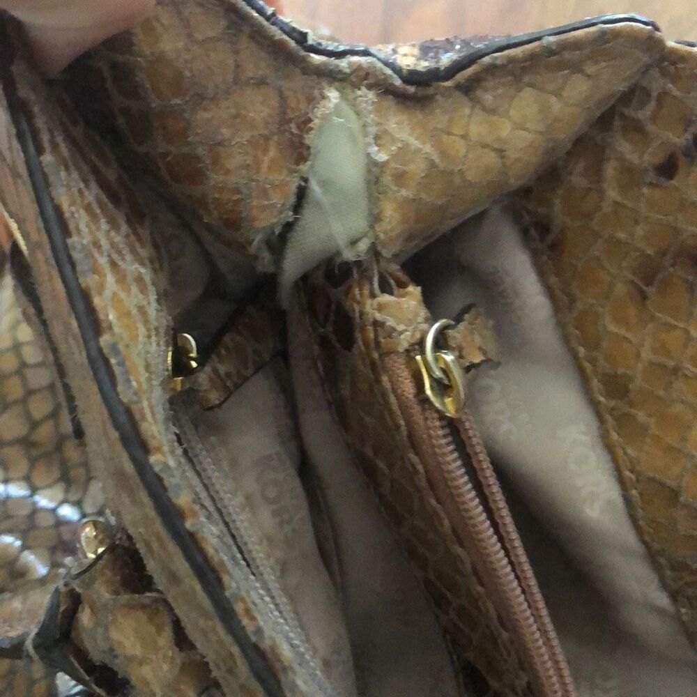 MICHAEL Michael KORS Tan snake skin python satchel - Picture 8 of 9